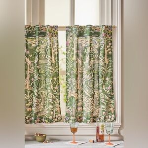 Anthropologie Home Organic Cotton Tales Menagerie Printed Café Curtains Drapes